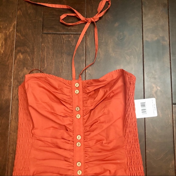 NWT Free People ruched orange mini dress - Picture 4 of 11